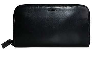 Prada Embossed Logo Continental Wallet, front view